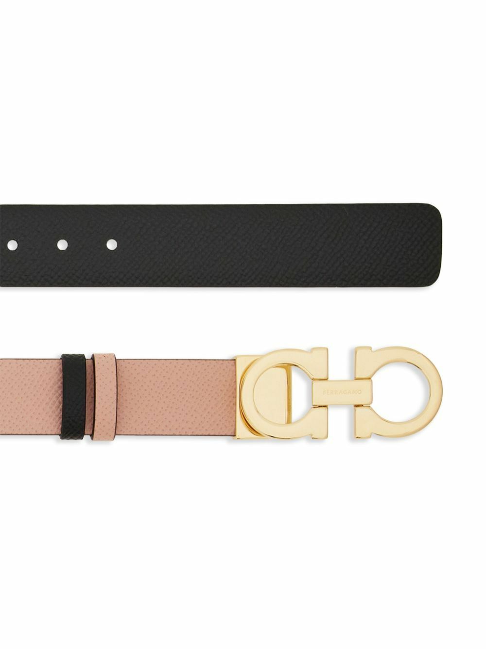 Ferragamo Blush Leather Belt with Gold Hardware Salvatore Ferragamo Blush leather belt with gold buckle main image 4