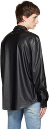 RtA Black Shay Faux-Leather Shirt