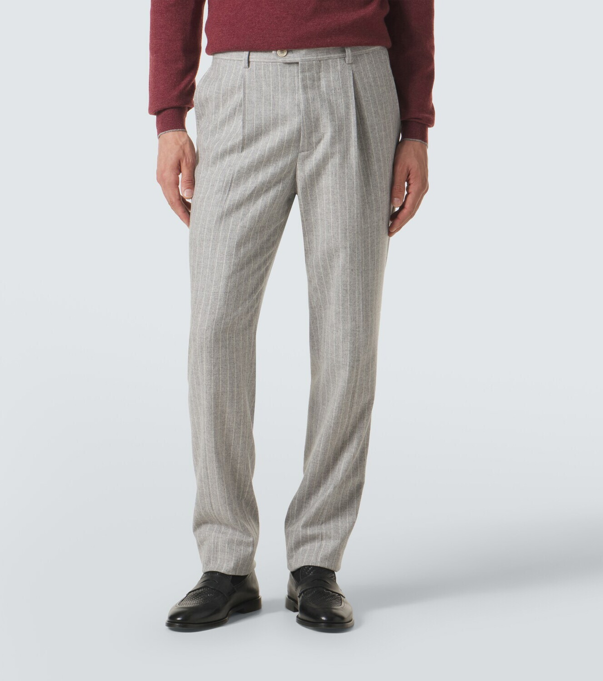 Brunello Cucinelli Pinstripe wool and cashmere tapered pants
