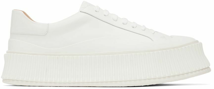 Jil Sander White Leather Platform Low-Top Sneakers