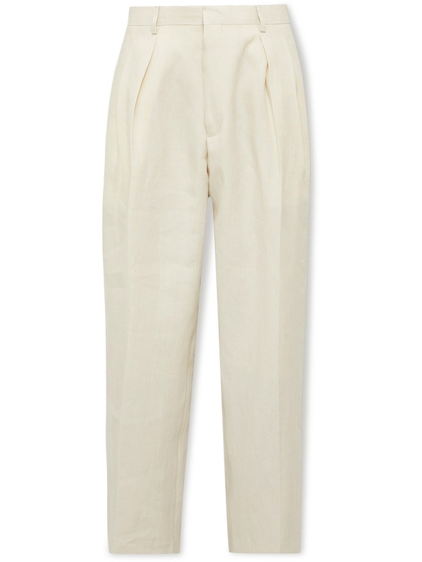 Photo: PAUL SMITH - Wide-Leg Pleated Linen Trousers - Neutrals - UK/US 34