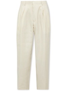 PAUL SMITH - Wide-Leg Pleated Linen Trousers - Neutrals - UK/US 34