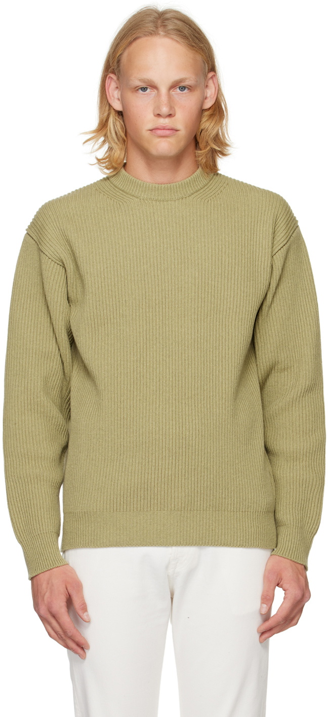 Green Ribbed Sweatshirt