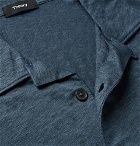 Theory - Slim-Fit Camp-Collar Mélange Slub Linen Shirt - Storm blue