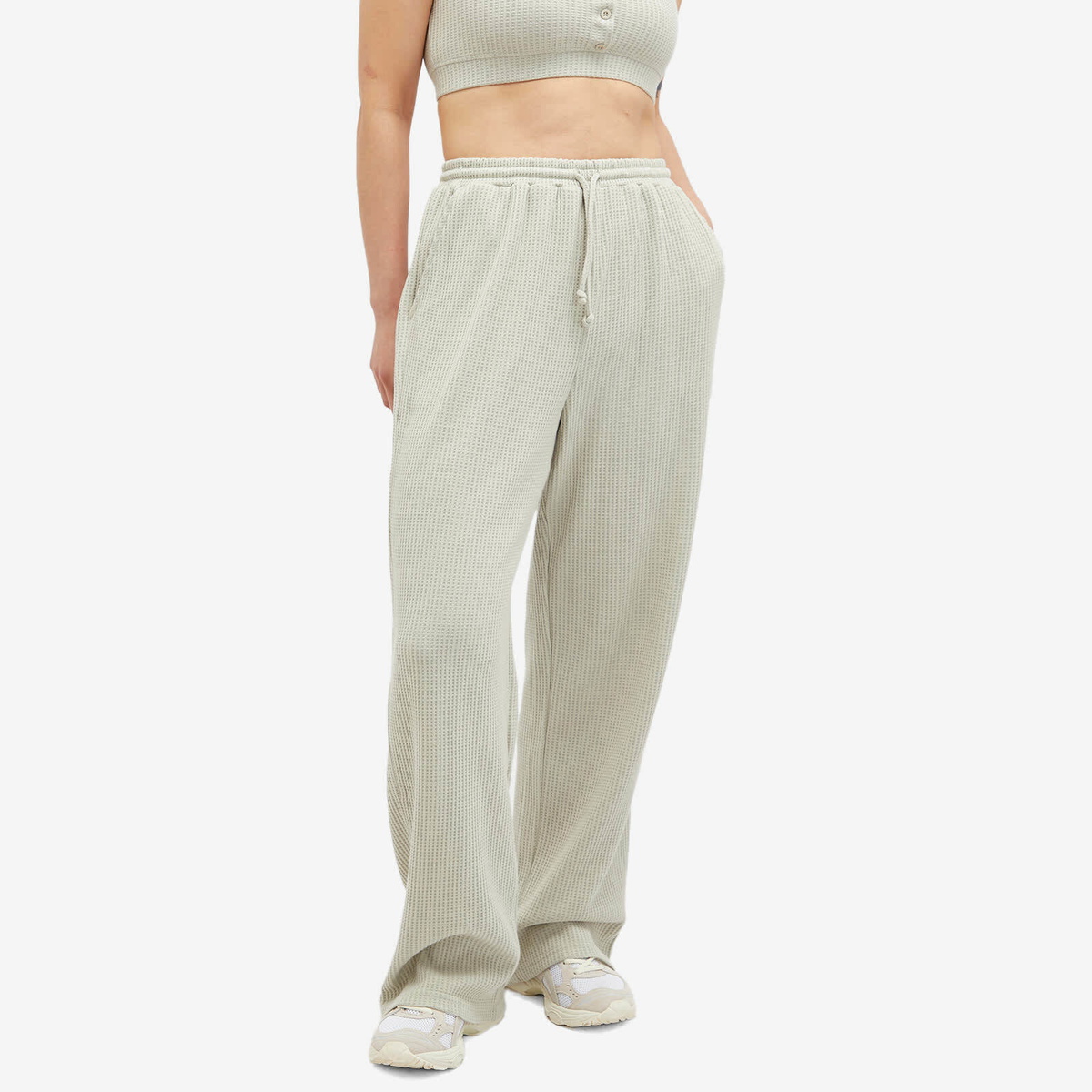 Adanola Women's Waffle Straight Leg Lounge Pants in Stone