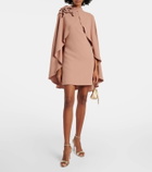 Elie Saab Caped floral-appliqué cady minidress