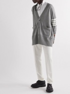 Thom Browne - Striped Merino Wool Cardigan - Gray