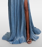 Marmar Halim Draped pleated silk chiffon gown