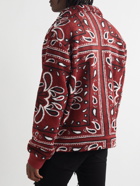 AMIRI - Leather-Trimmed Bandana-Print Fleece Jacket - Burgundy