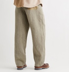 Nicholas Daley - Wide-Leg Striped Linen Trousers - Green