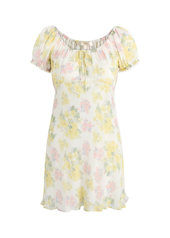 Photo: Loveshackfancy Clemente Floral-print Chiffon Mini Dress Cream