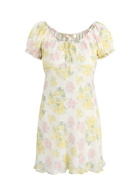 Loveshackfancy Clemente Floral-print Chiffon Mini Dress Cream
