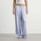 SKIMS Women's Woven Shine Pant With Lace in Powder Blue Stripe