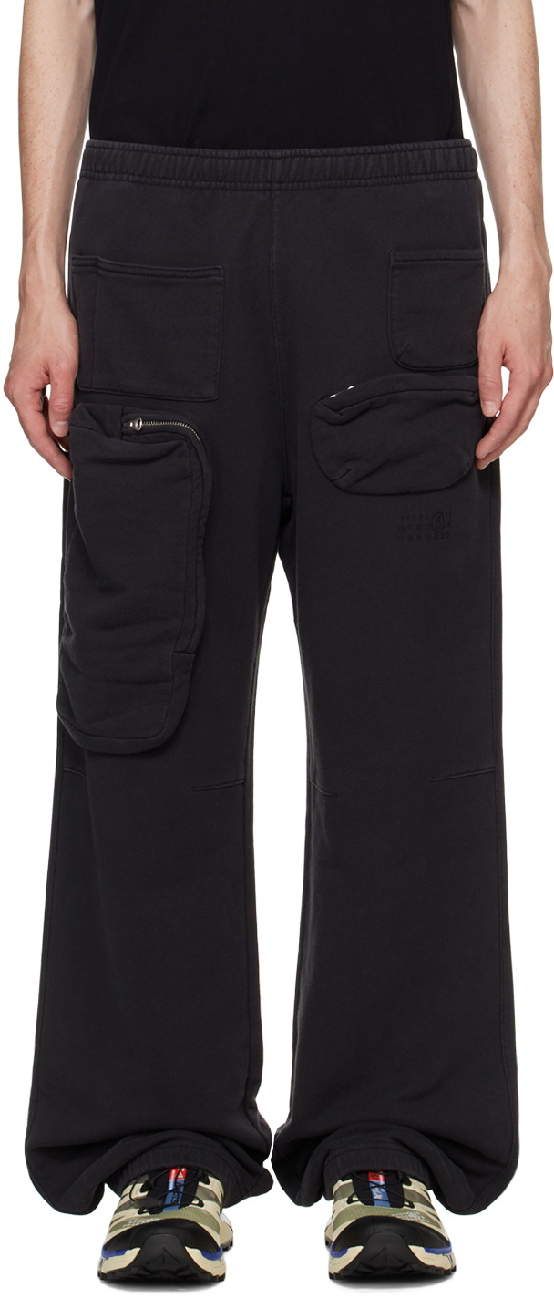 MM6 Maison Margiela Black Cargo Sweatpants MM6 Maison Margiela