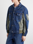 Sacai - Distressed Shell-Trimmed Denim Jacket - Blue