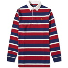 Polo Ralph Lauren Men's Multi Striped Rugby Shirt in Holiday Red Multi
