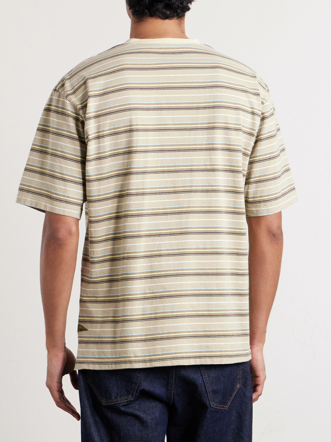 KAPITAL - Logo-Appliquéd Striped Cotton-Jersey T-Shirt - Neutrals