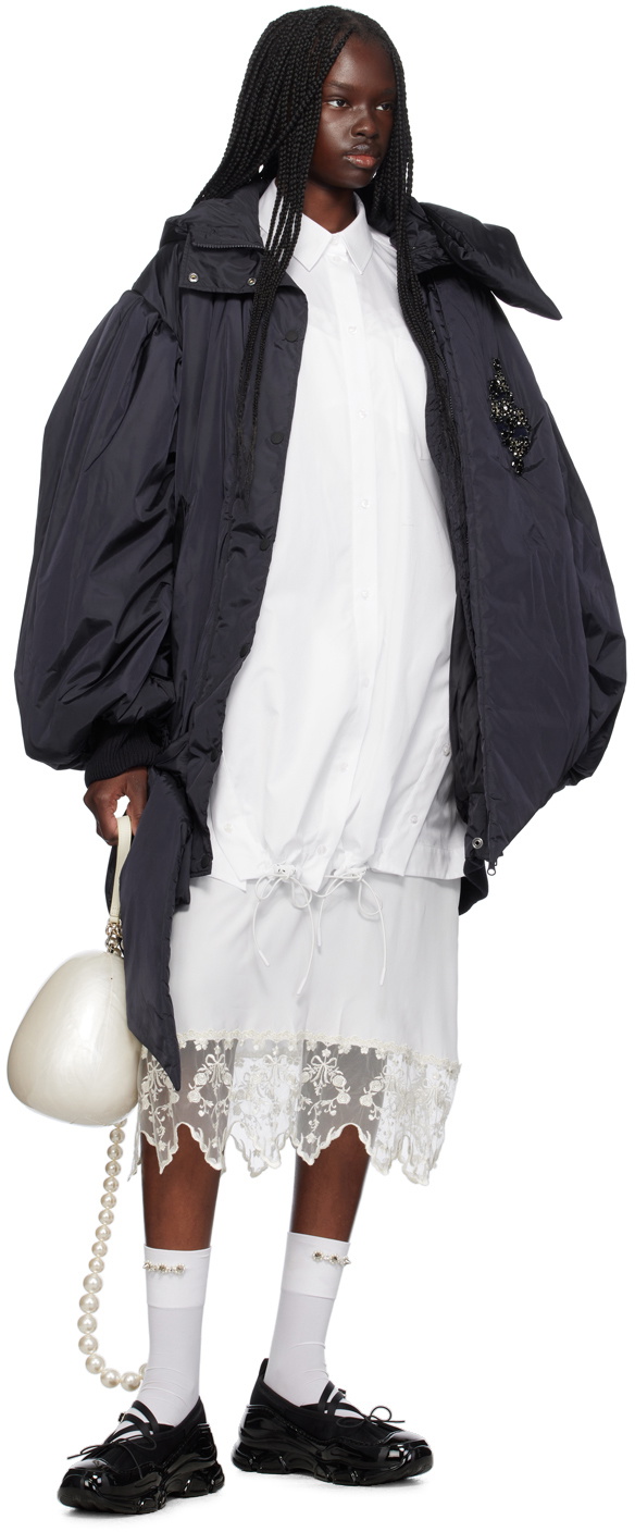 Simone Rocha Navy Oversized Bow Detail Bomber Jacket