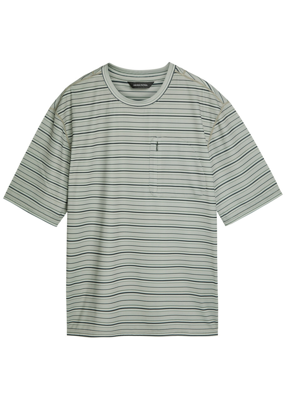 Hiking Patrol Striped Stretch-jersey T-shirt Grey