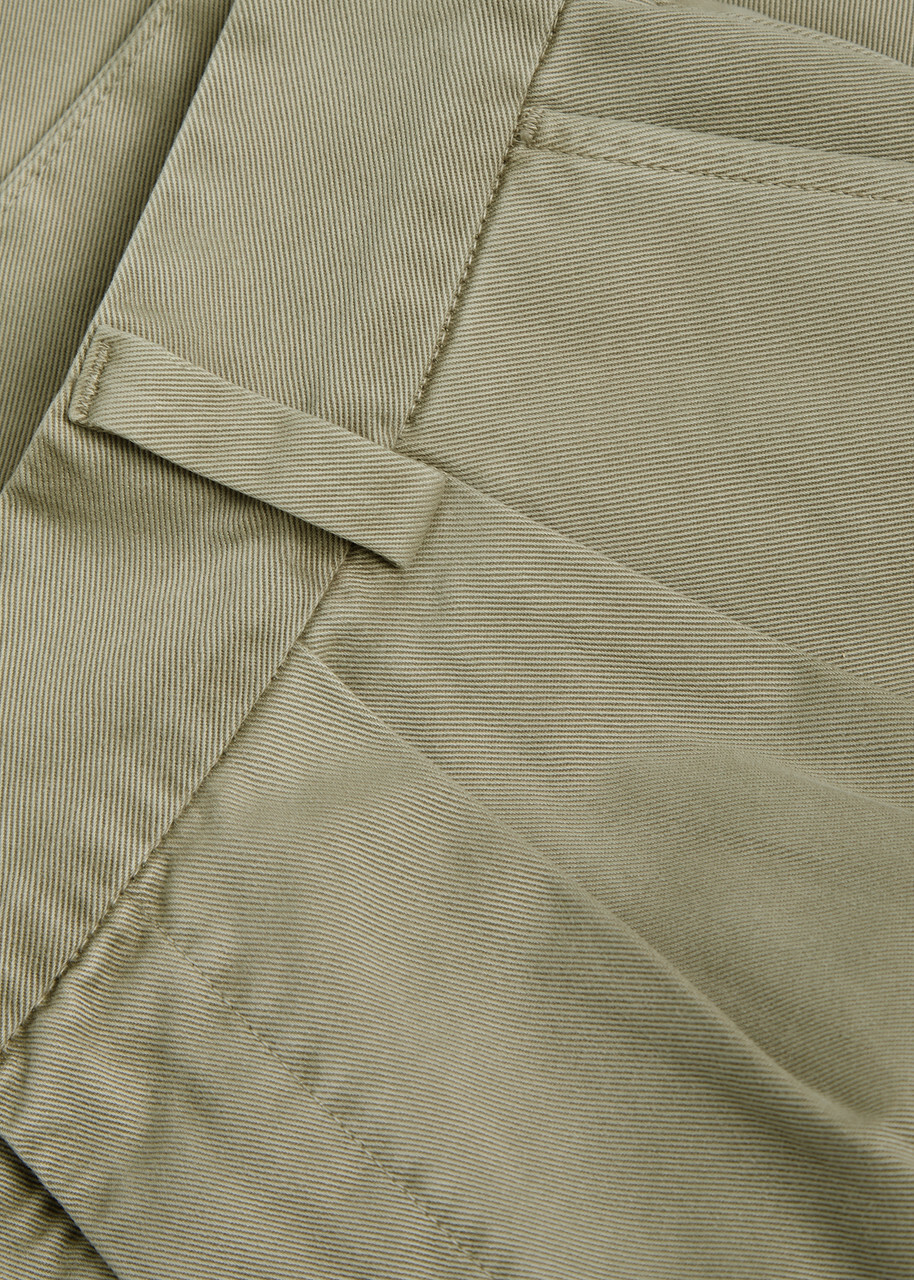 Agolde Slater Pleated Straight-leg Cotton Trousers Beige