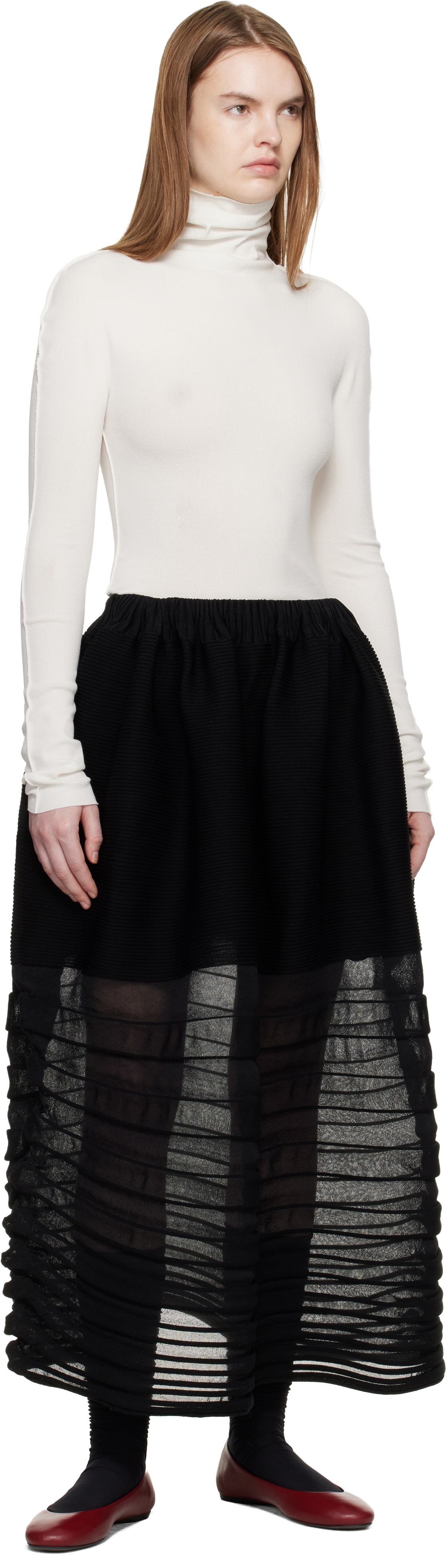 ISSEY MIYAKE Black December Moving Knit Midi Skirt