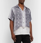 AMIRI - Camp-Collar Snake-Print Silk Shirt - Gray