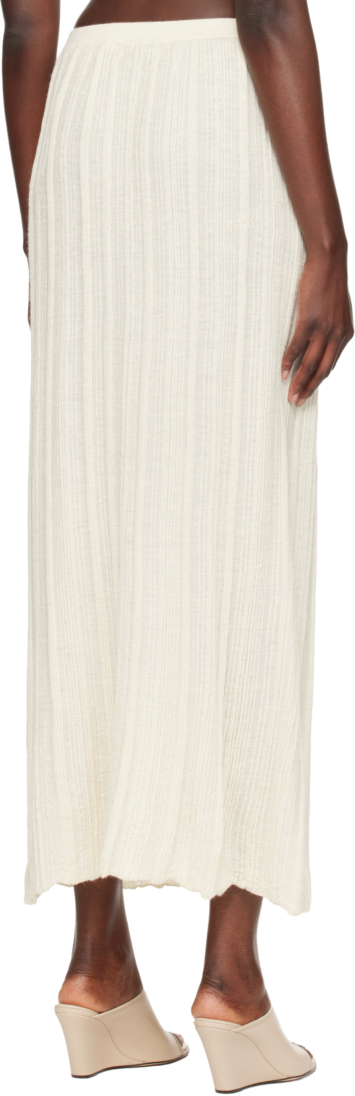 Lauren Manoogian Off-White Plisse Maxi Skirt