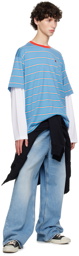 Acne Studios Blue & Orange Layered Long Sleeve T-Shirt