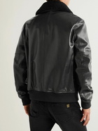 Belstaff - Chart Shearling-Trimmed Leather Jacket - Black