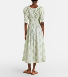 Dôen Ischia gathered floral cotton midi dress