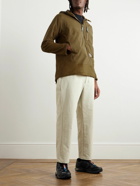 And Wander - Alpha Direct Logo-Print Polartec® Fleece and Shell Half-Zip Hooded Jacket - Brown