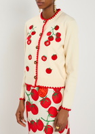 Never Fully Dressed Tomato Embroidered Knit Cardigan Cream