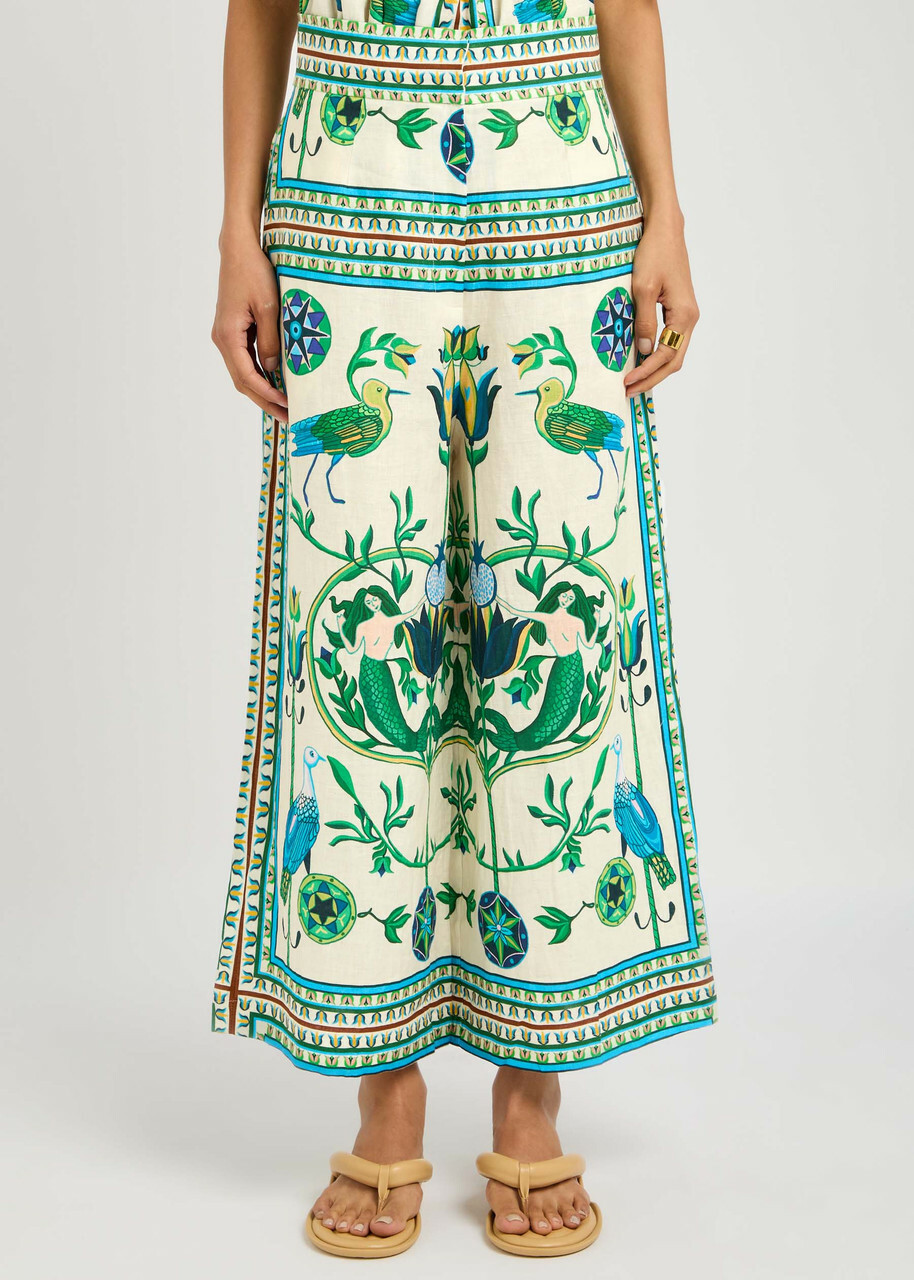 Lug Von Siga Maria Printed Linen Trousers Green