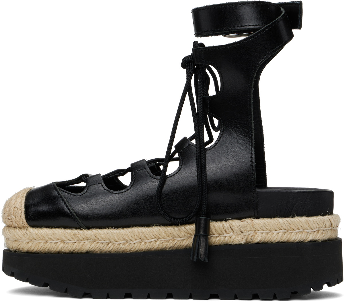 sacai Black Ghillie Heeled Sandals