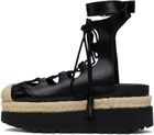sacai Black Ghillie Heeled Sandals
