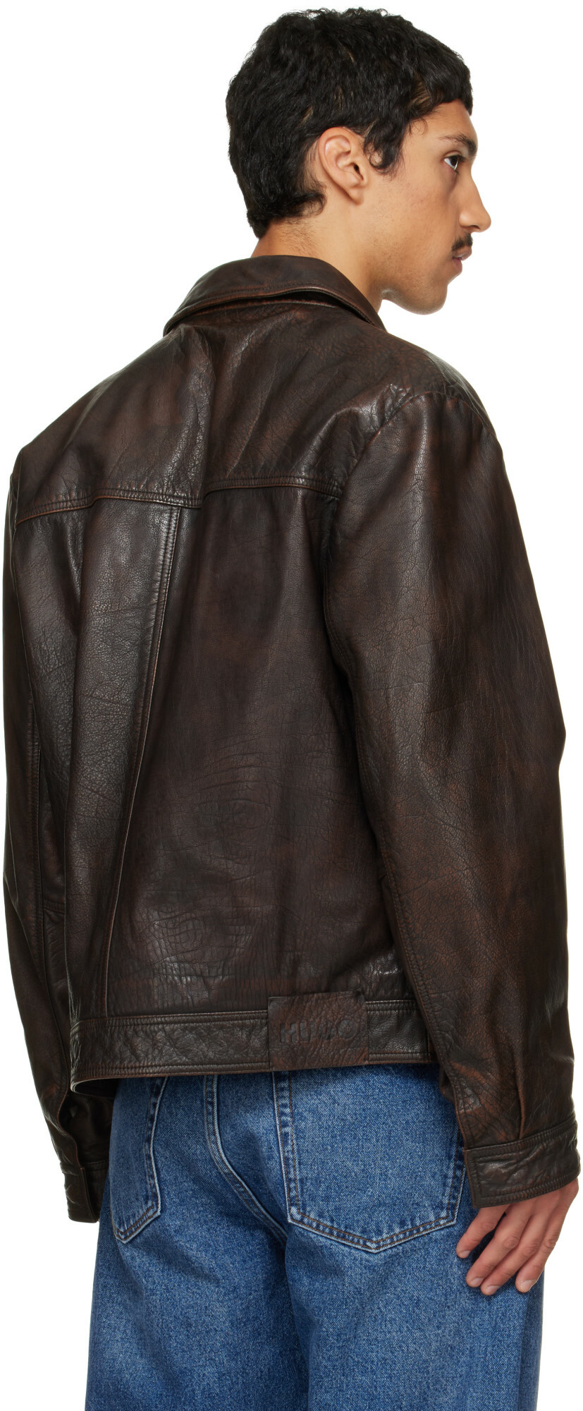 Hugo Brown Regular-Fit Leather Jacket