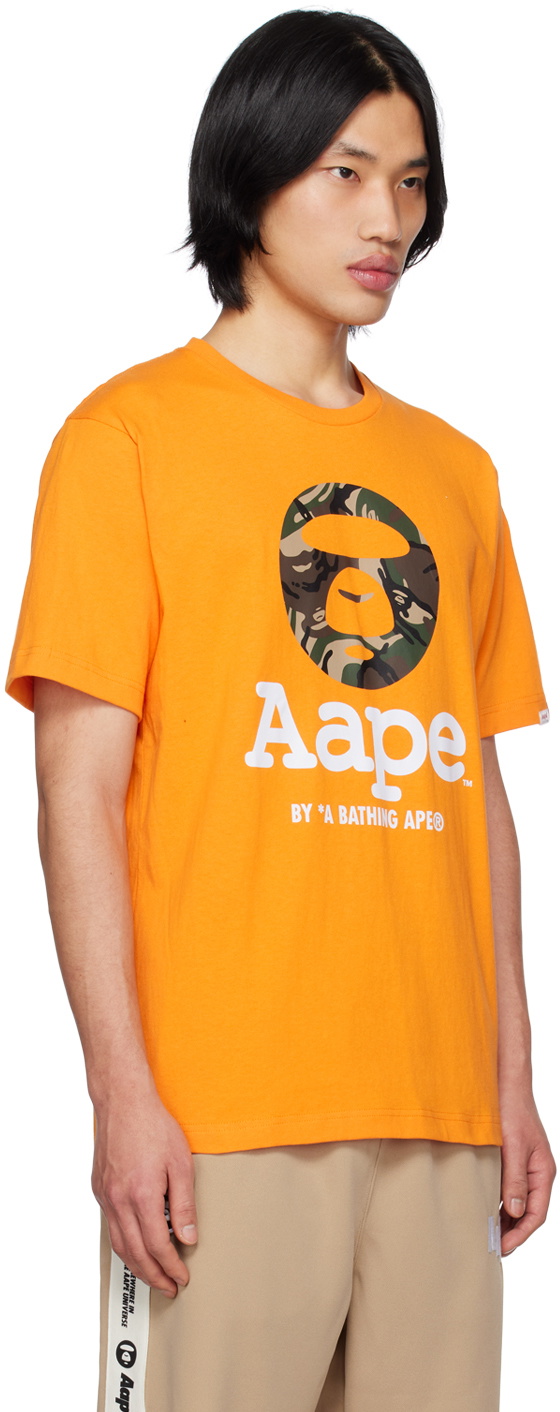 AAPE by A Bathing Ape Orange MoonFace Camo T-Shirt AAPE by A Bathing Ape