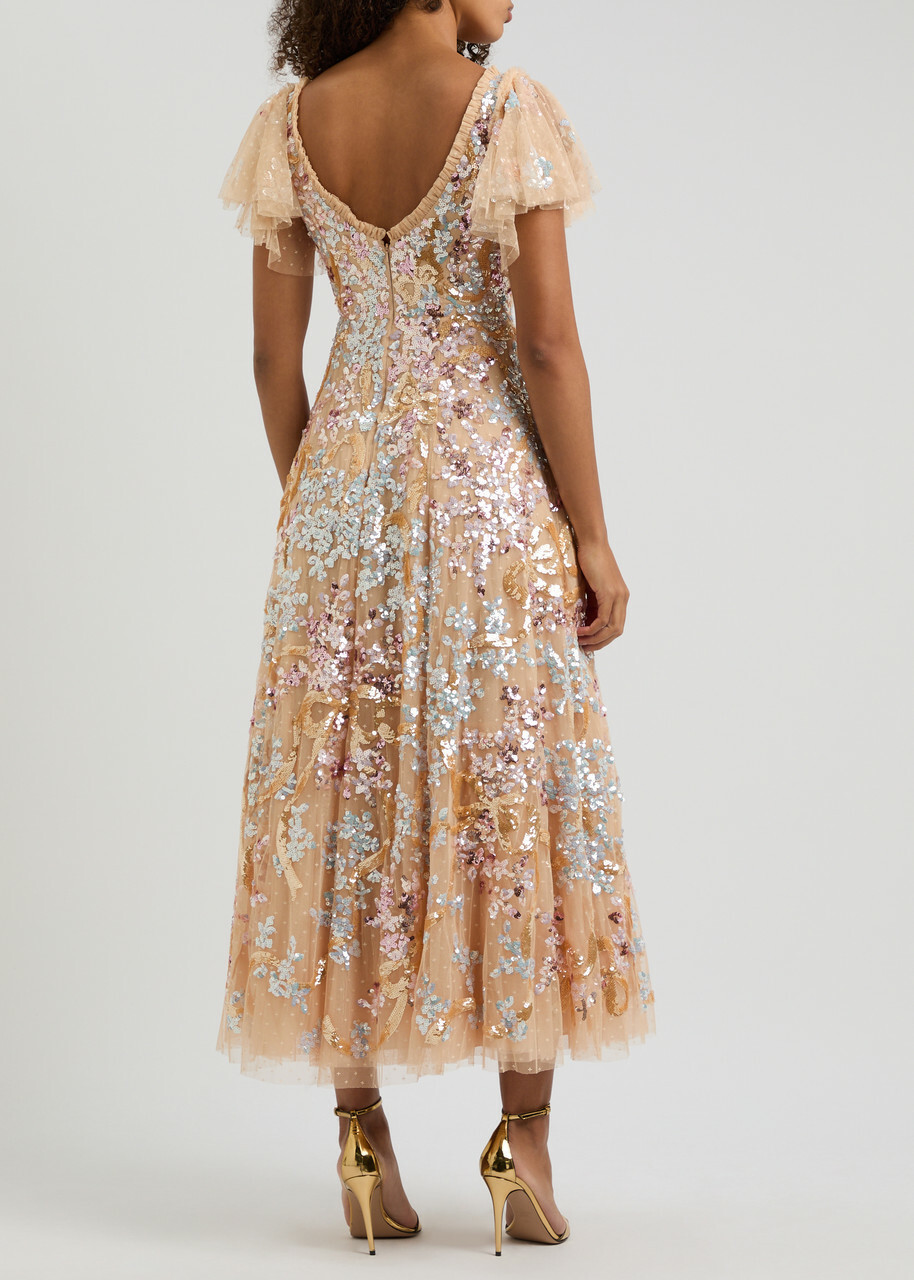 Needle & Thread Dancing Ribbon Sequin-embellished Tulle Gown Gold Needle & Thread Needle & Thread Dancing Ribbon Sequin-embellished Tulle Gown Gold Needle & Thread