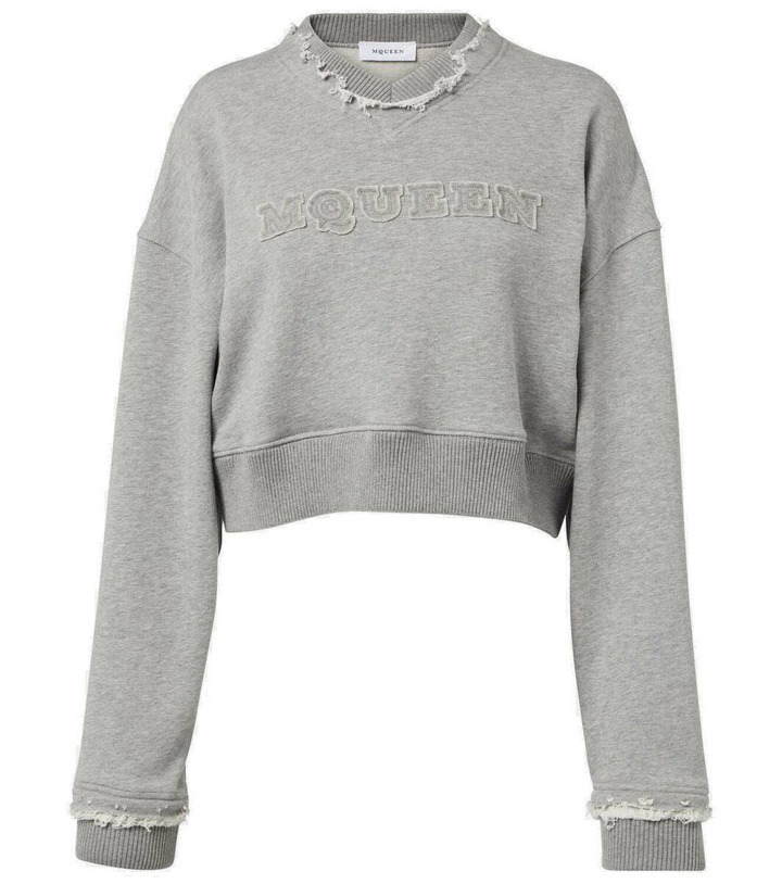 Photo: Alexander McQueen Logo cropped cotton sweatshirt