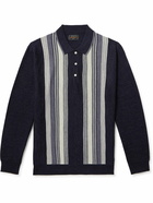 Beams Plus - Striped Wool Polo Shirt - Black