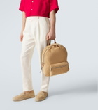 Kiton Leather-trimmed suede backpack