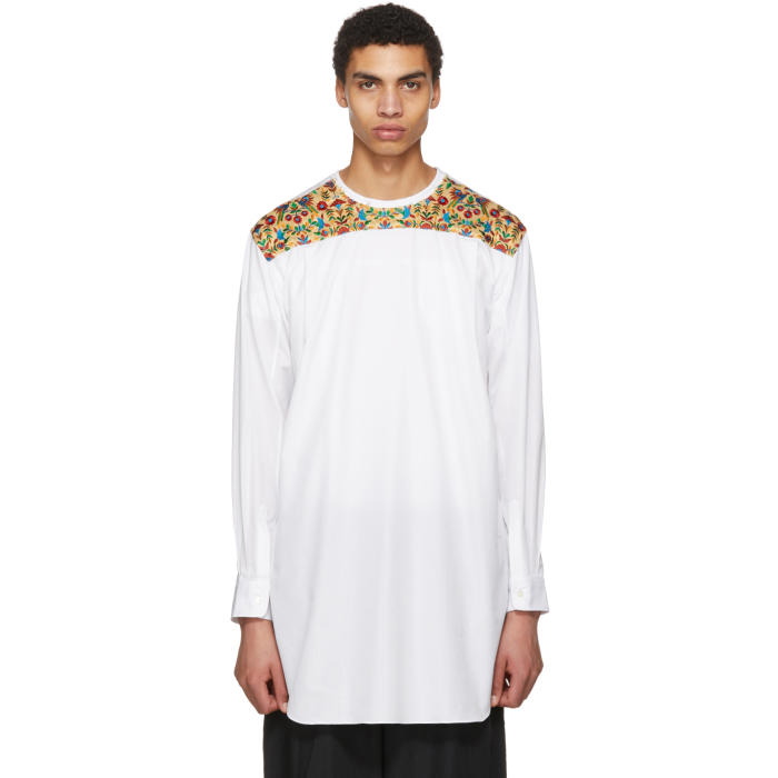 Photo: Comme des Garçons Homme Plus White Embroidered Back Yoke Long Shirt