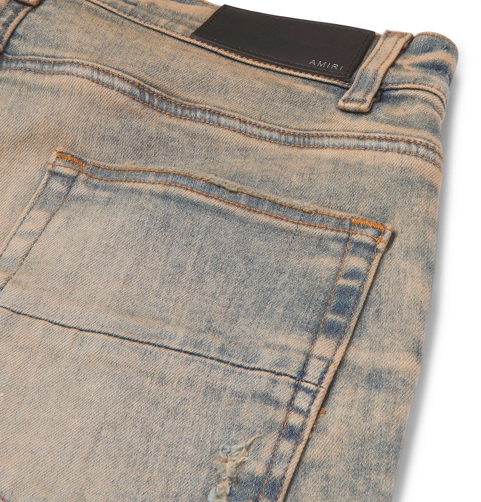 AMIRI - MX1 Skinny-Fit Panelled Distressed Stretch-Denim Jeans - Men ...