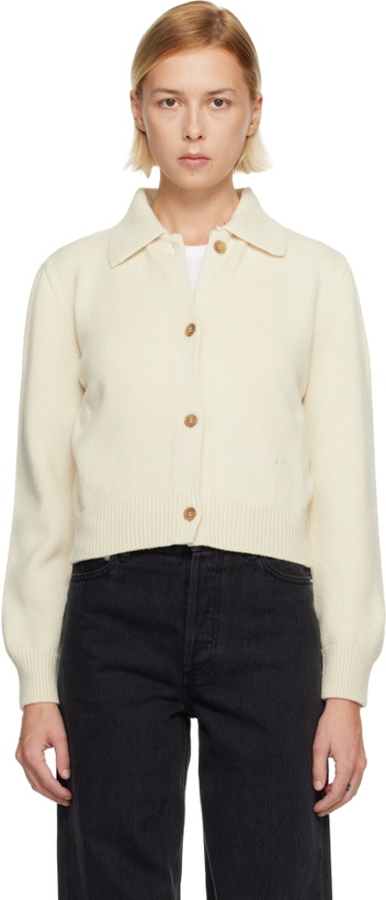 Photo: A.P.C. White Polo Shirt Collar Cardigan