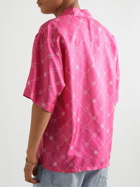 Marni - Camp-Collar Logo-Print Silk-Twill Shirt - Pink