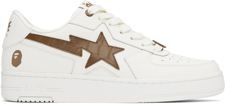 Photo: BAPE White & Brown 'BAPE' STA Icon #1 Sneakers