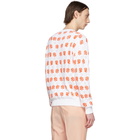 Kenzo White and Orange Rose Crewneck Sweater