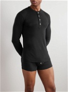 Schiesser - Karl Heinz Organic Cotton-Jersey Henley T-Shirt and Boxer Briefs Set - Black