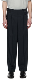 132 5. ISSEY MIYAKE Navy Flat Tuck Trousers