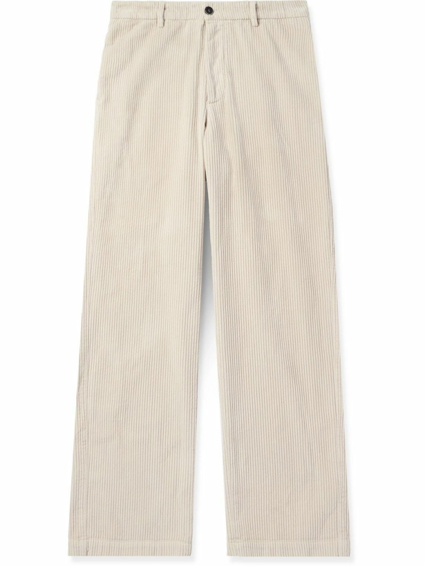 Photo: Barena - Velier Straight-Leg Garment-Dyed Cotton-Corduroy Trousers - White